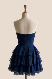 Lavender Rosette Cutout A-line Ruffle Dress
