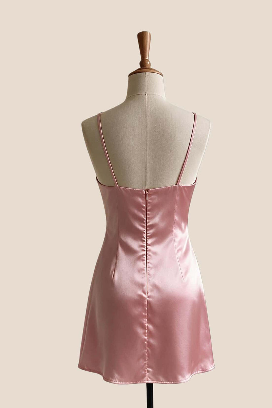 Dusty Rose Satin Twist Mini Dress
