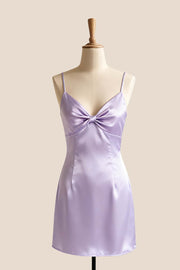 Dusty Rose Satin Twist Mini Dress