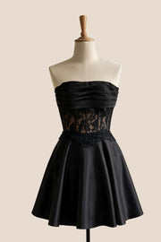 Black Strapless Corset A-line Short Dress