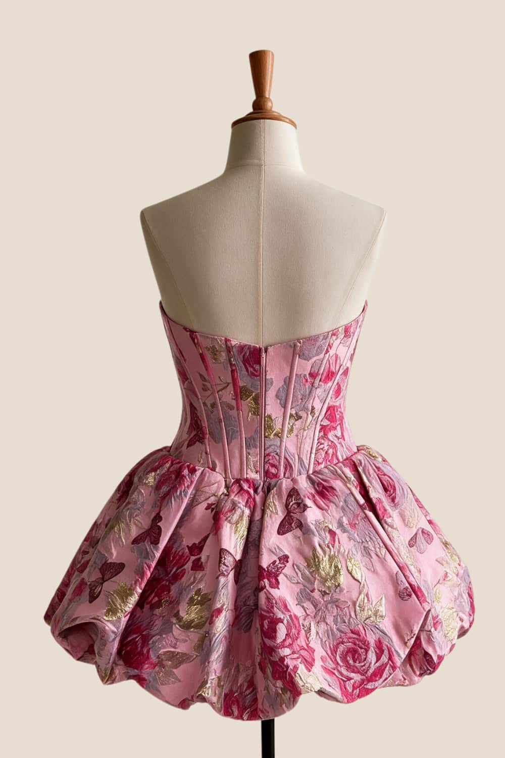 Strapless Jacquard A-line Short Bubble Dress