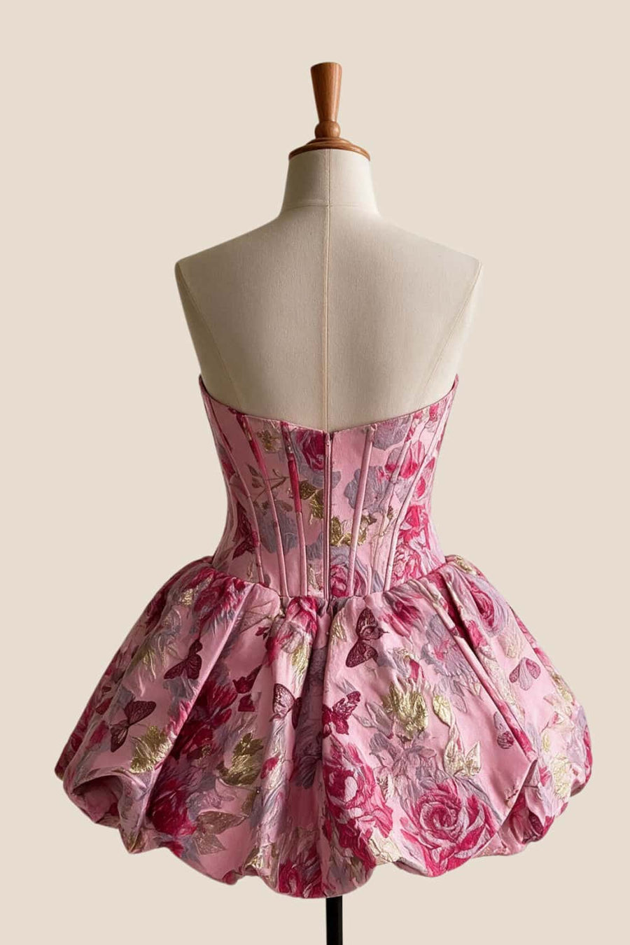 Strapless Jacquard A-line Short Bubble Dress