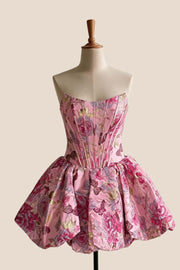Strapless Jacquard A-line Short Bubble Dress