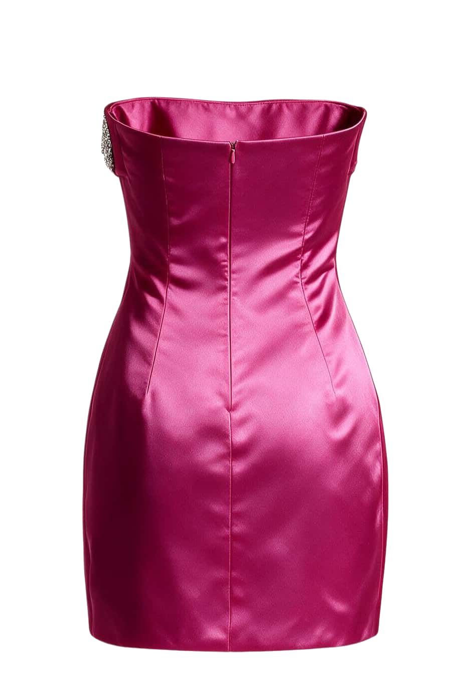 Fuchsia Folded Satin Tight Short Dress
