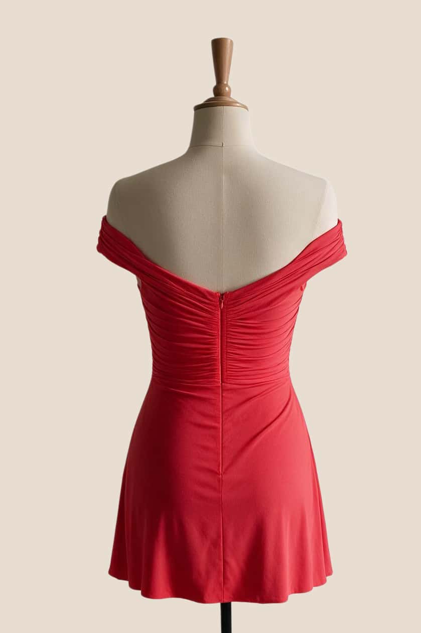 Watermelon Off the Shoulder Twist Fitted Short Dress
