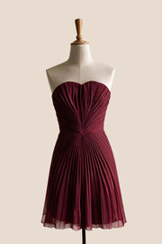 Light Blue Pleated Sweerheart A-line Dress