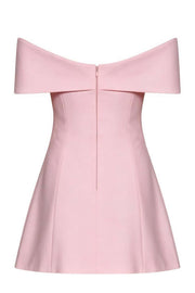 Pink Off the Shoulder Bow A-line Short Dress