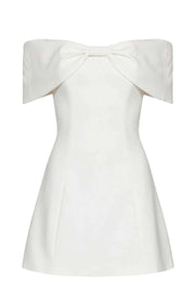 Pink Off the Shoulder Bow A-line Short Dress
