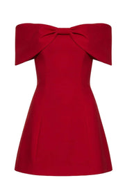 Pink Off the Shoulder Bow A-line Short Dress