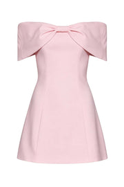 Pink Off the Shoulder Bow A-line Short Dress