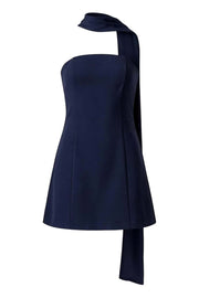 Aqua Strapless Short Scarf Dress