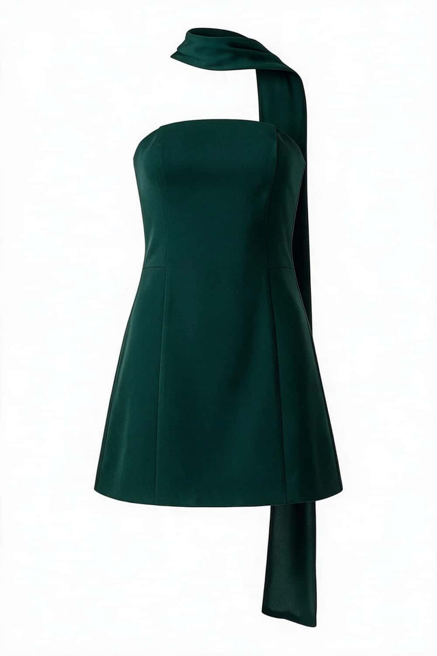 Aqua Strapless Short Scarf Dress