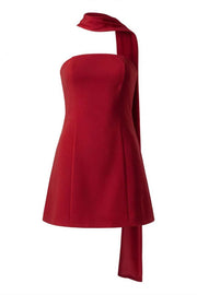 Sage Strapless Short Scarf Dress
