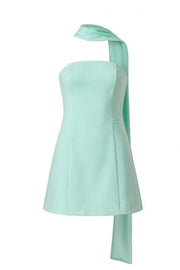 Sage Strapless Short Scarf Dress