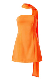 Aqua Strapless Short Scarf Dress