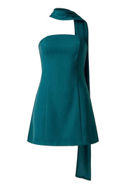 Aqua Strapless Short Scarf Dress