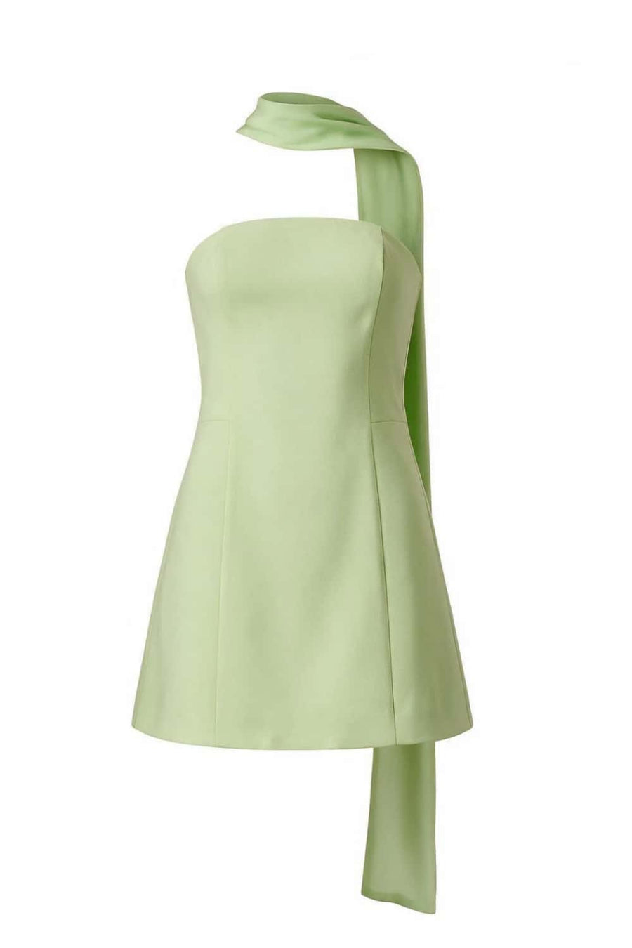 Sage Strapless Short Scarf Dress