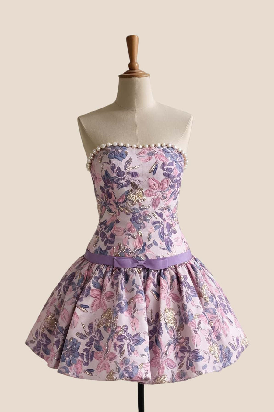 Rose Jacquard A-line Short Princess Dress