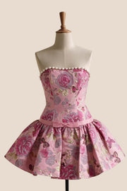 Rose Jacquard A-line Short Princess Dress
