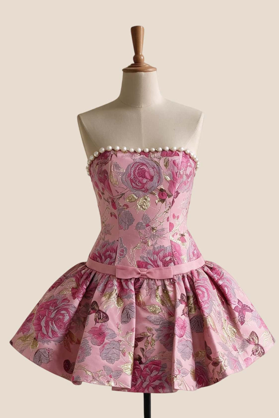 Rose Jacquard A-line Short Princess Dress