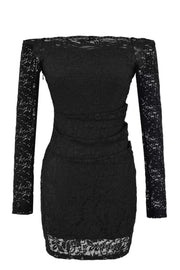 Navy Blue Long Sleeves Off Shoulder Short Dress