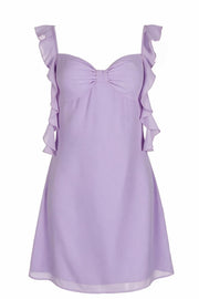 Sky Blue Ruffle Straps Short Chiffon Dress
