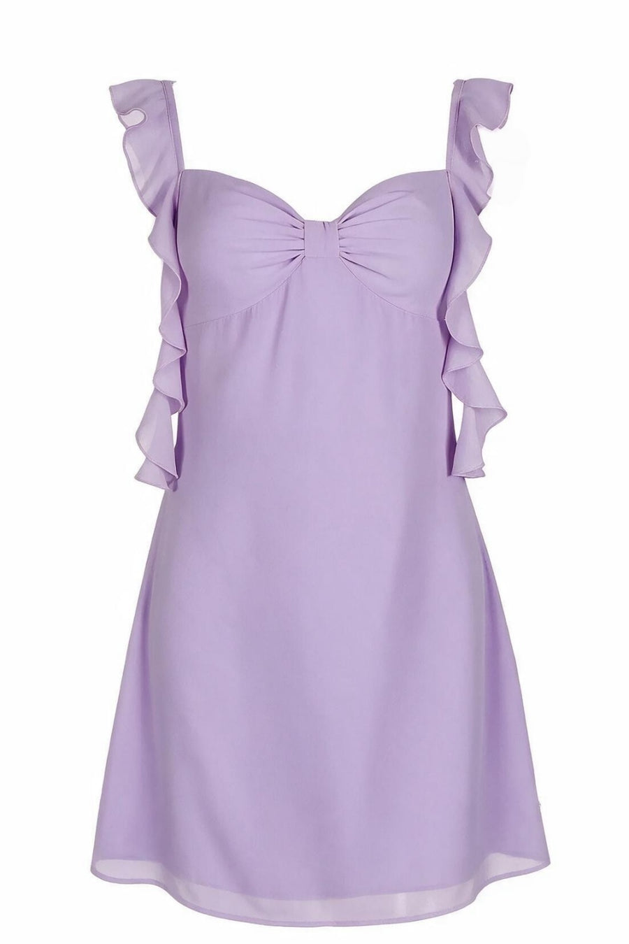 Sky Blue Ruffle Straps Short Chiffon Dress