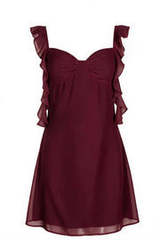 Sky Blue Ruffle Straps Short Chiffon Dress