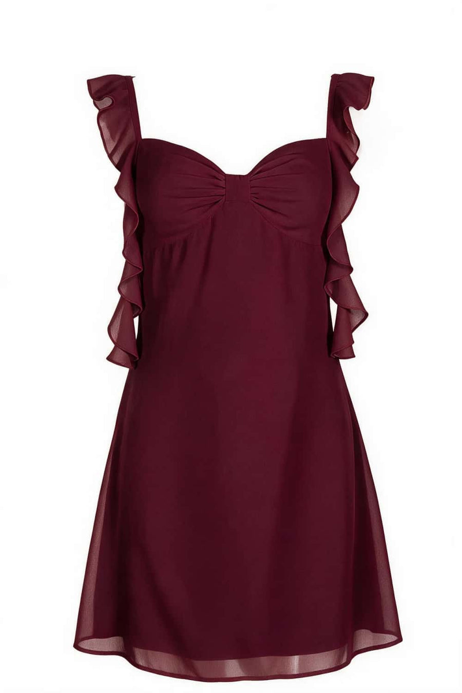 Sky Blue Ruffle Straps Short Chiffon Dress