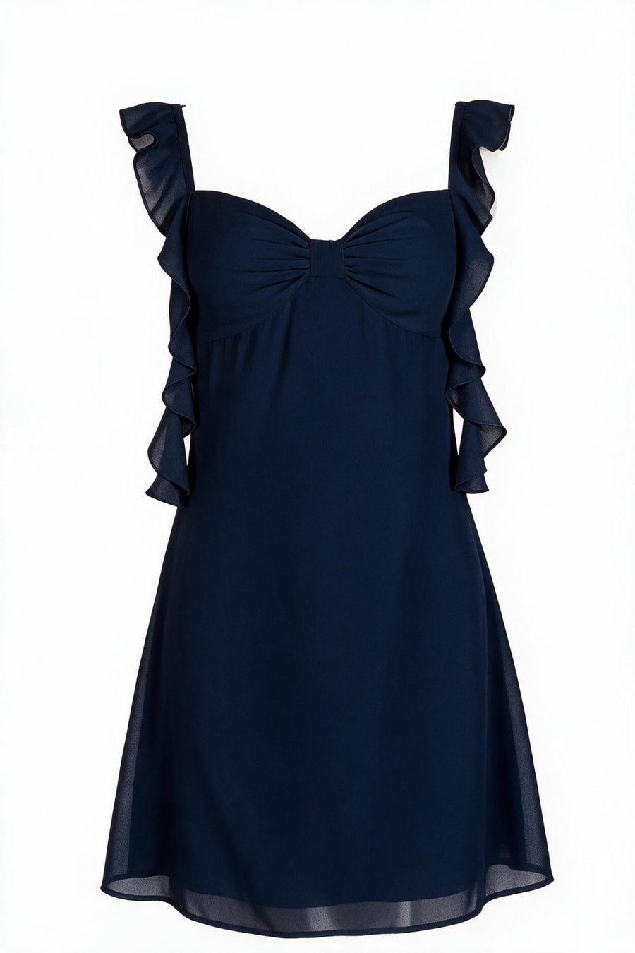 Sky Blue Ruffle Straps Short Chiffon Dress