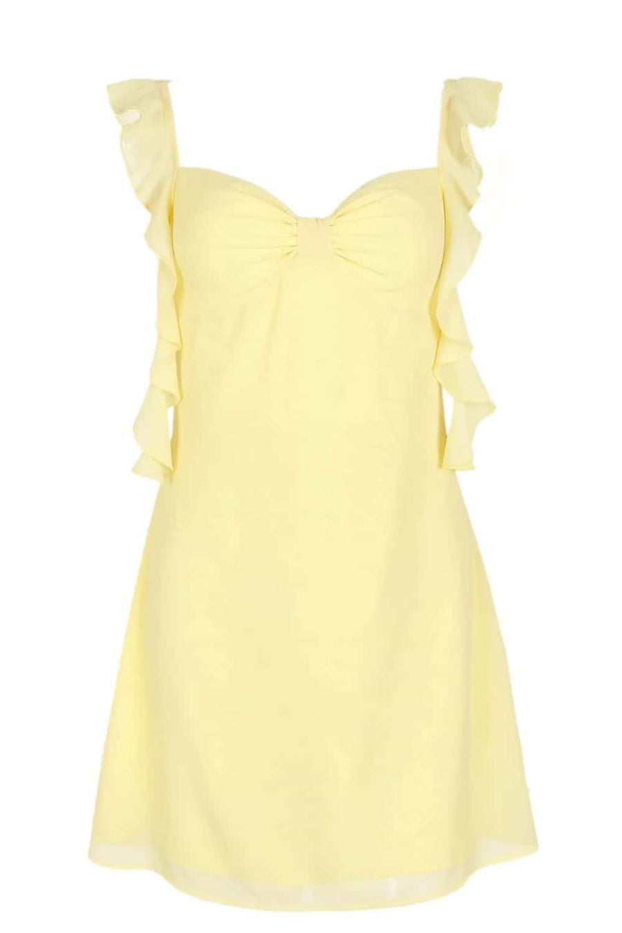 Sky Blue Ruffle Straps Short Chiffon Dress