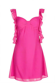 Sky Blue Ruffle Straps Short Chiffon Dress