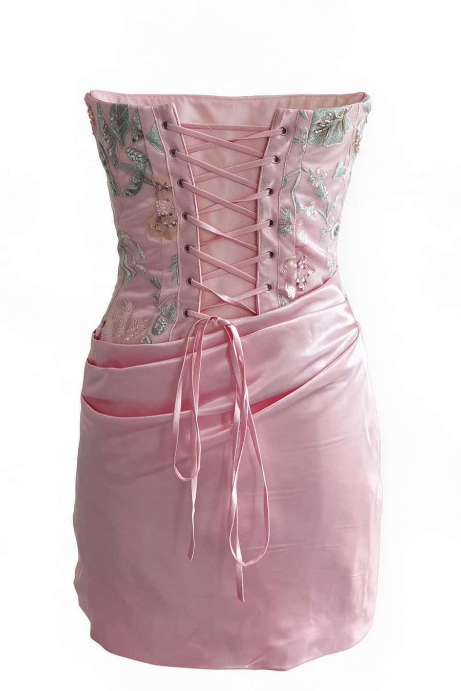 Floral Sequin Embroidery Ruched Short Dress