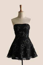 Lavender Strapless Appliques Short Dress