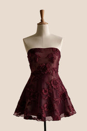 Lavender Strapless Appliques Short Dress