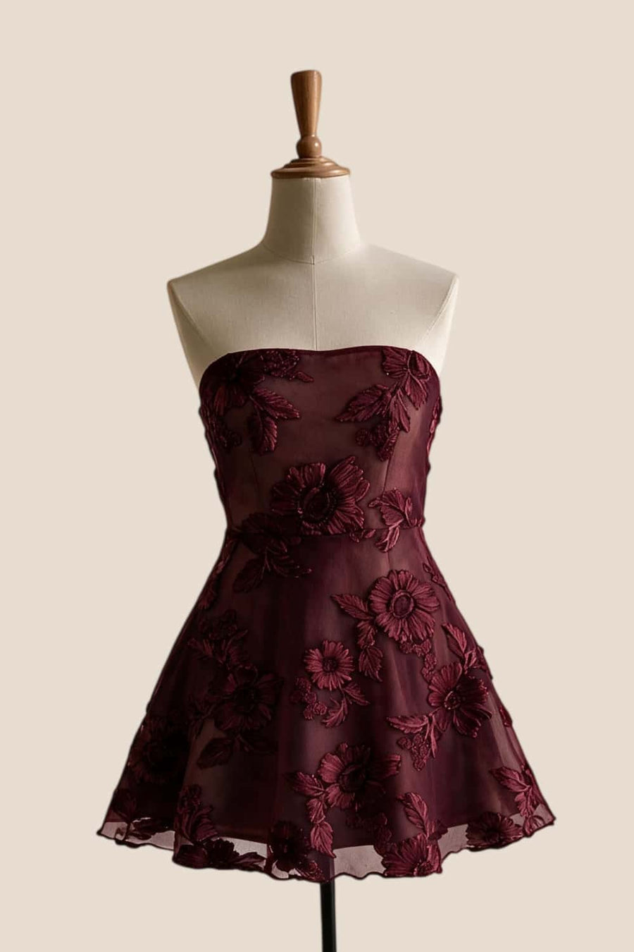 Lavender Strapless Appliques Short Dress