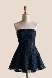 Lavender Strapless Appliques Short Dress