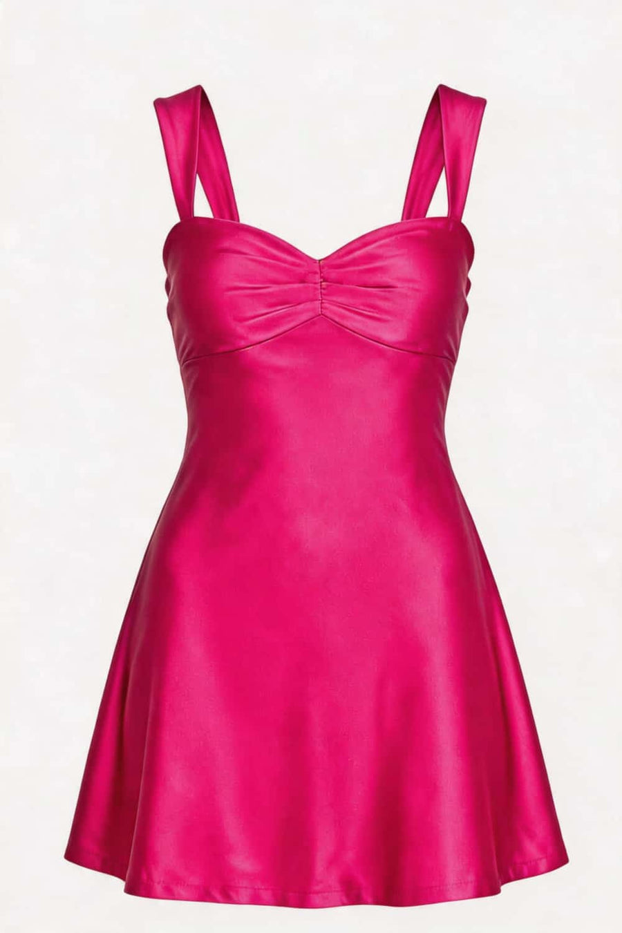 Navy Blue Ruched Satin Short Dress