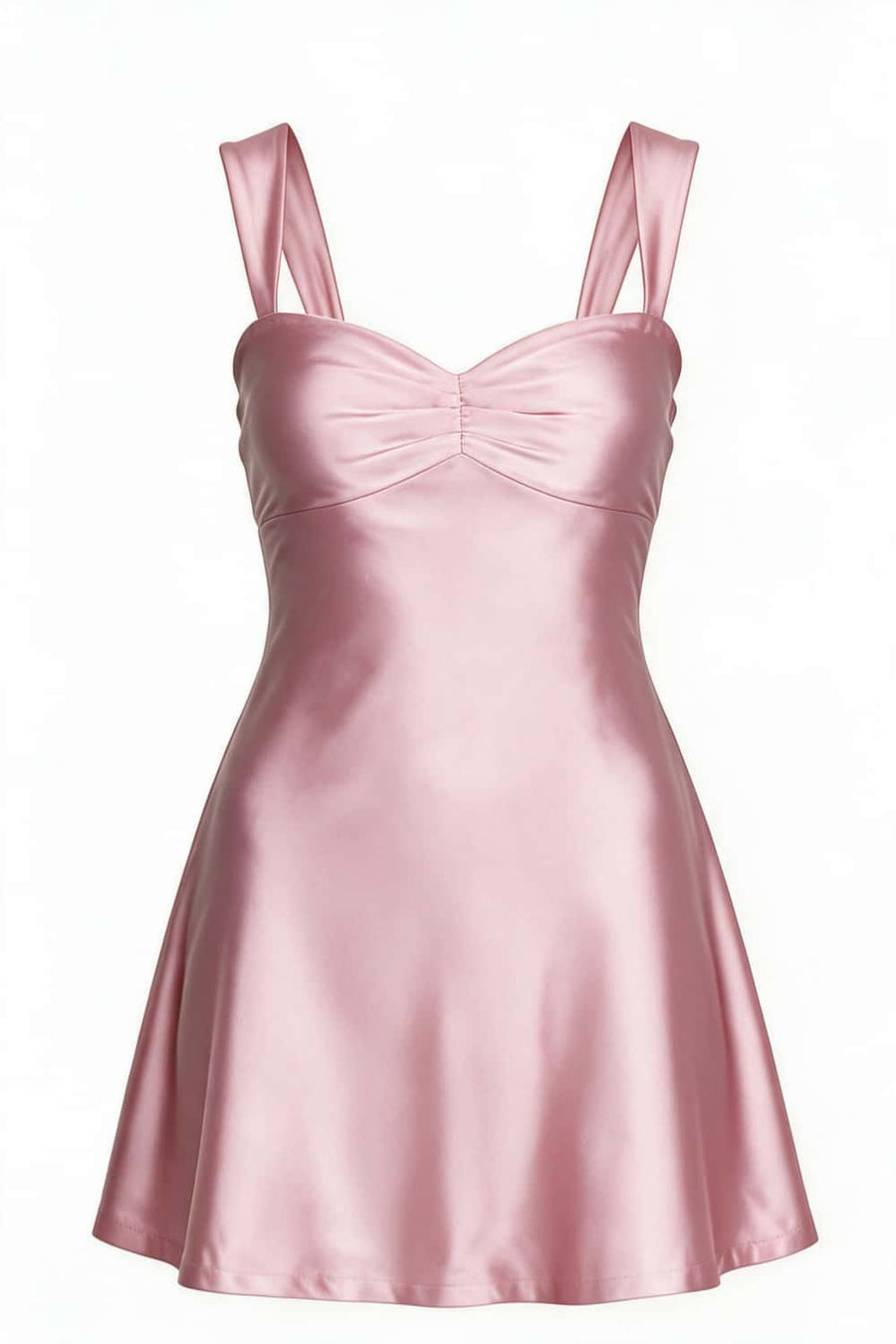 Navy Blue Ruched Satin Short Dress