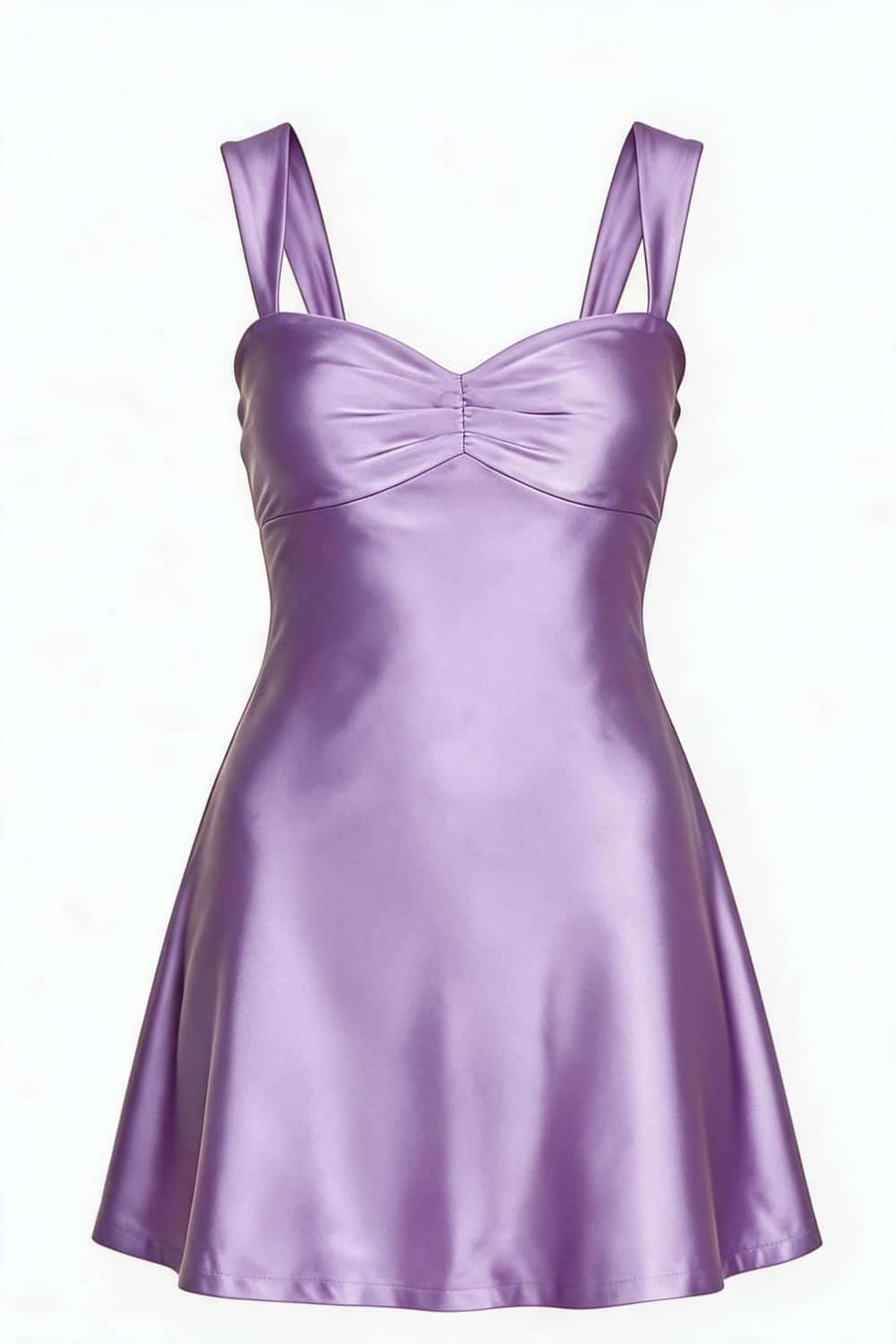 Navy Blue Ruched Satin Short Dress