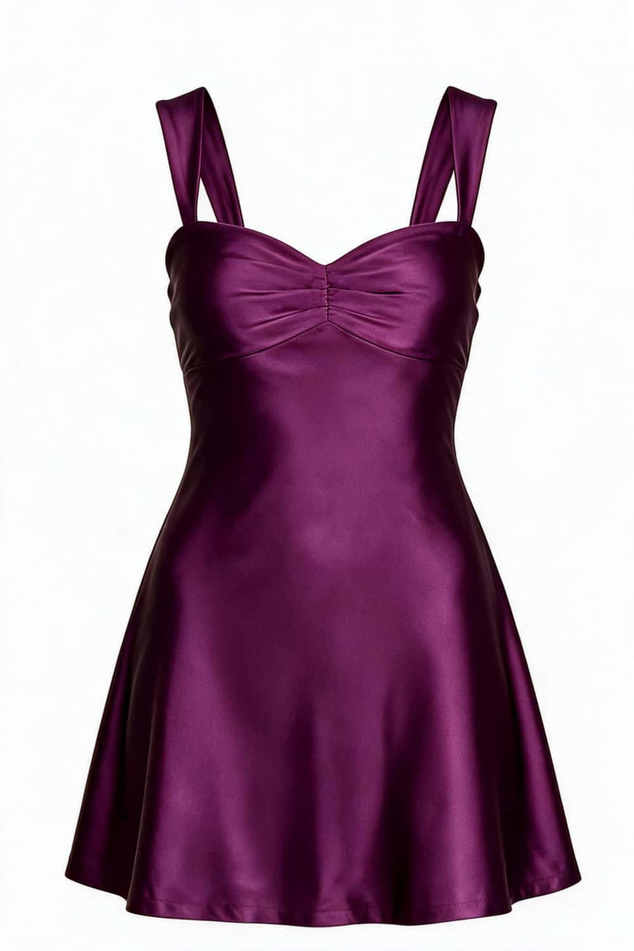 Navy Blue Ruched Satin Short Dress