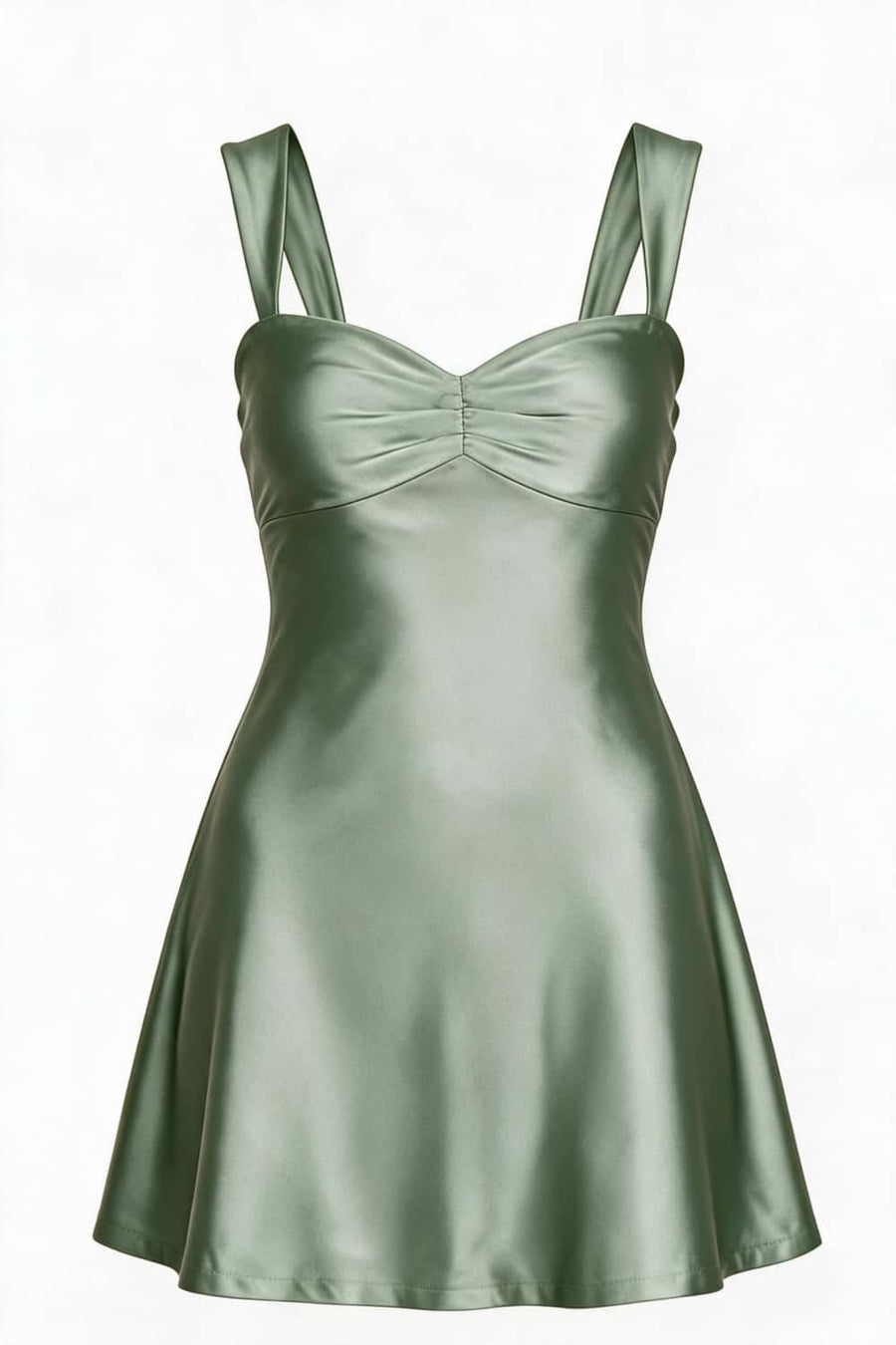 Navy Blue Ruched Satin Short Dress