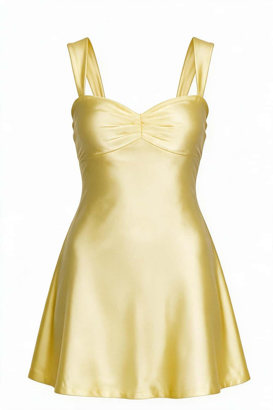 Navy Blue Ruched Satin Short Dress