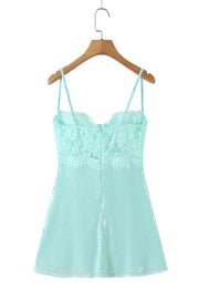 Mint Sequin Lace Bustier Short Dress