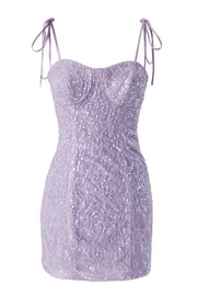 Tie Shoulder Straps Sequin Yellow Fitted Dress