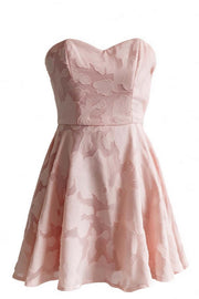Strapless Mint Green Jacquard Short Dress