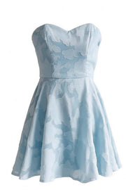 Strapless Mint Green Jacquard Short Dress