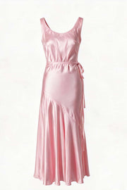 Straps Yellow Open Back Long Dress with Belt