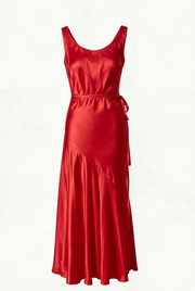 Straps Yellow Open Back Long Dress with Belt