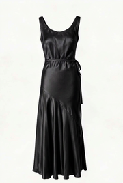 Straps Yellow Open Back Long Dress with Belt